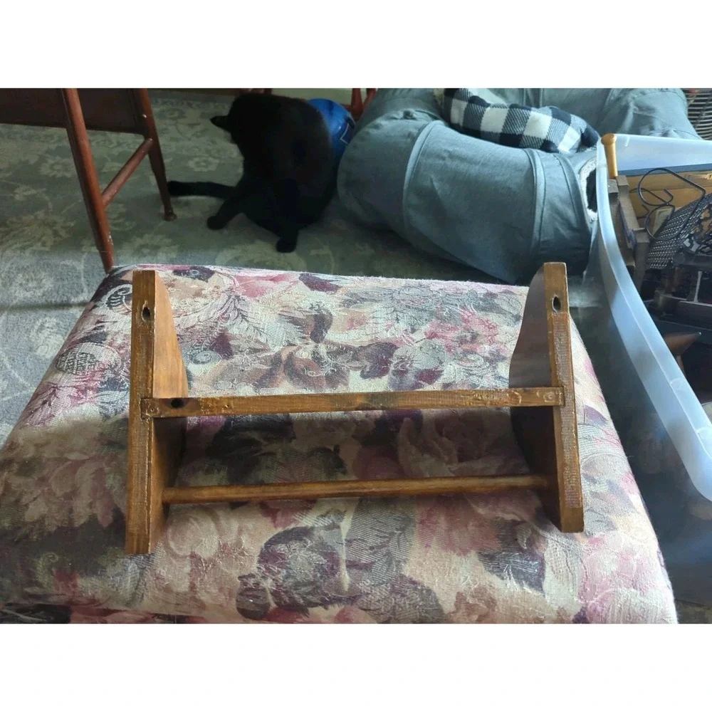 Vintage Wood Wall Shelf with Towel Bar Rack Farmhouse Rustic Spice Shelf 13.25